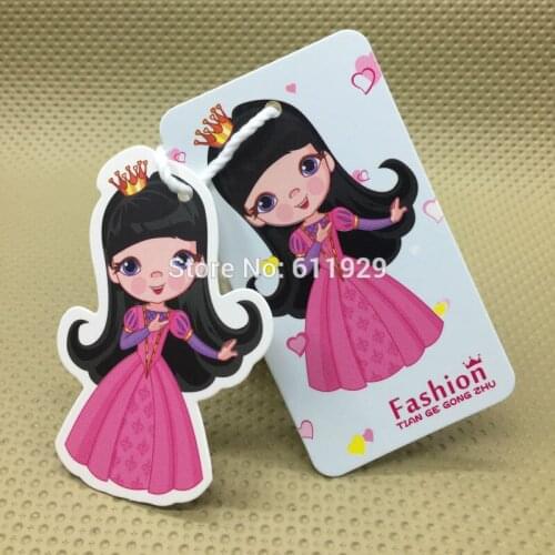 Custom shape cutting tags/kids clothing paper hang tag/garment tags printing/clothing printed labels/clothing woven labels brand