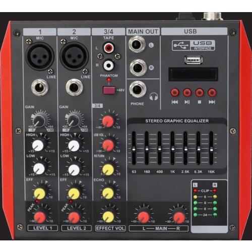 Pro MG4 4 Microphone Input Channel Sound Audio DJ Mixng Mixer Bluetooth EQ USB 48V Console For Stage Home Studio Live