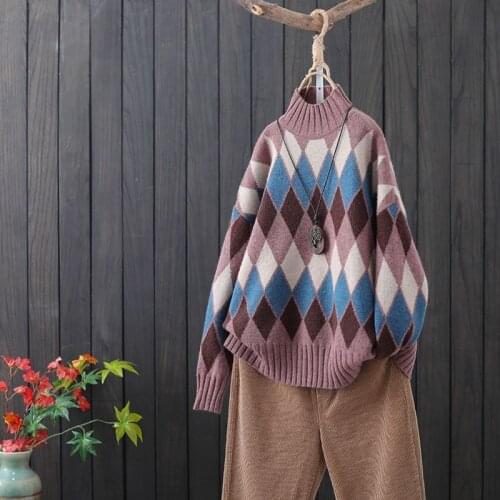 Pullover Autumn Winter Women Sweaters Pullover O-Neck Long Loose Striped Korean Jumpers Candy Color Oversized Female Tops