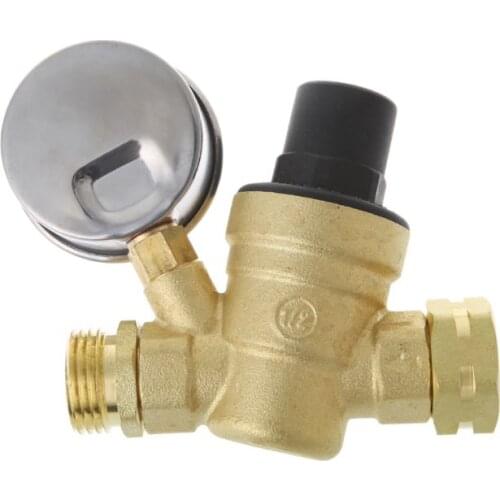 Water Pressure Regulator for RV Camper Brass Lead-Free Adjustable RV Water Pressure Reducer 160PSI