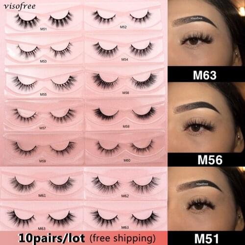 Wholesale Eyelashes 10 Pairs Visofree Mink Eyelashes Natural Fluffy 3D Mink Lashes Long False Eyelashes Makeup Lashes in Bulk