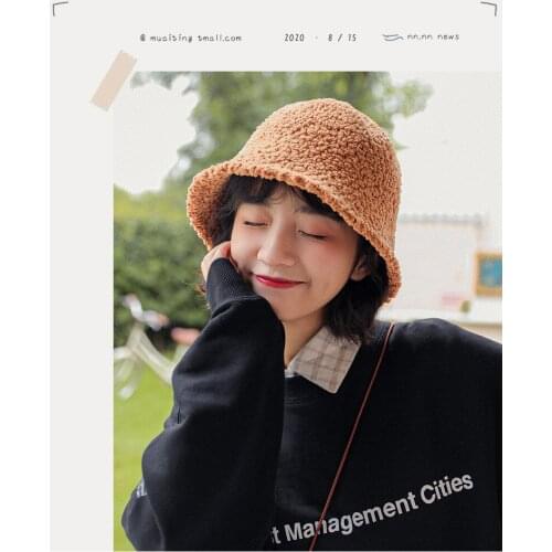 High-quality Womens Hat Autumn and Winter Fisherman Hat Lamb Plush Soft Warm Fisherman Hat Panama Casual Hat Ladies Flat Korean
