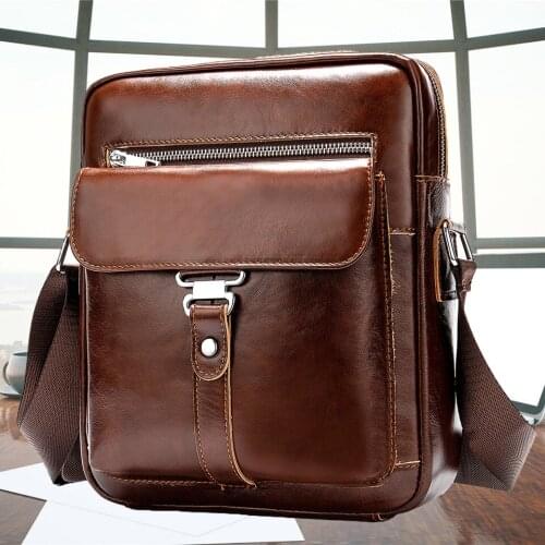 Shoulder Messenger Bag Men Leather Handbags Luxury Brand Crossbody Bags Genuine Leather Male Small Stachel Black Bolsos Hombre