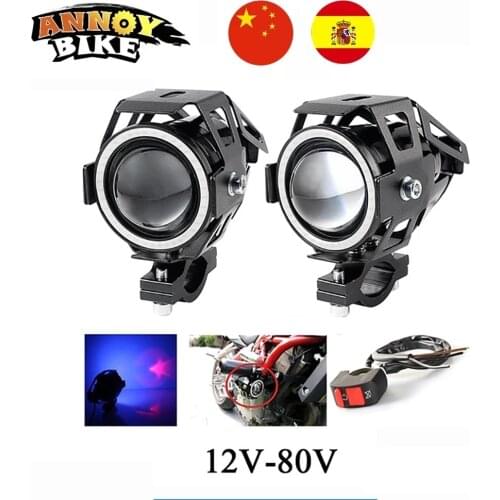 2PCS 12V-80V Angel Eye Motorcycle Light Electric Headlamp LED Refit A Large Lamp Super Bright Fog Lamps U7 Laser LED HeadLights