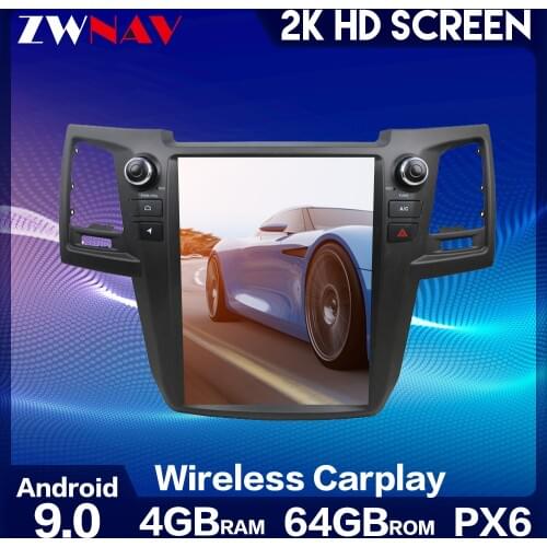 Tesla style vertical Android 9.0 Car GPS Nagavition for TOYOTA Fortuner/HILUX Revo 2005-2014 year AUTO or Manual A/C Car radio