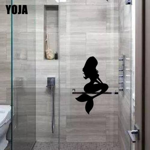 YOJA 24x13.8CM Bathroom Shower Glass Wall Stickers Decorated Mermaid G2-0015