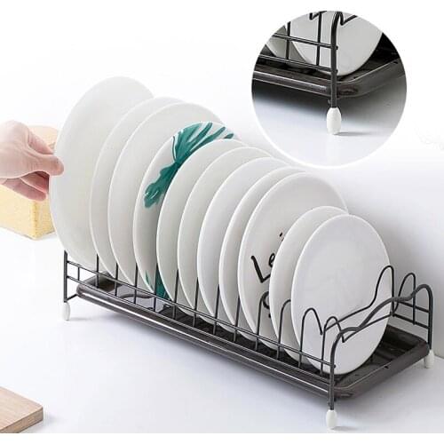 Iron Kitchen Dish Drying Rack Holder with Tray Tableware Storage Shelf Plate Dish Rack Drainer Cabinet kitchen Organizer WF