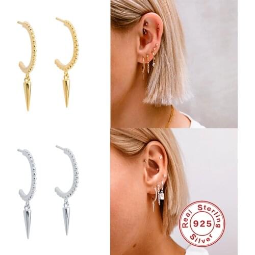 Aide 925 Sterling Silver C-shaped Stud Earrings For Women Vintage Rivet Piercing Earring Earrings Ear Buckle Jewelry Pendientes