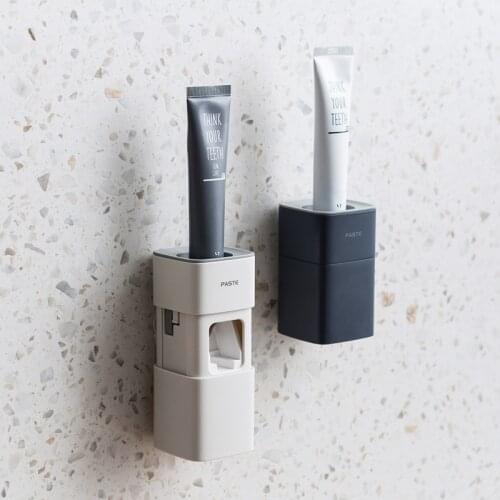 Lazy Toothpaste Dispenser Bathroom Accessories Set Wall Mounted Automatic Toothpaste Squeezer Self-Adhesive Punch-Free Dustproof