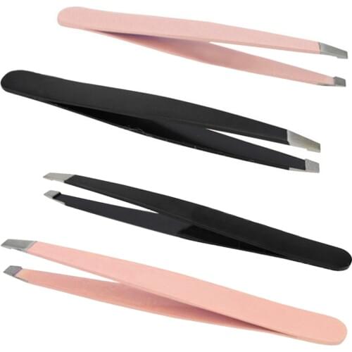 2 Colors Professional Eyebrow Tweezers Women Hair Removal Stainless Steel Beauty Slant Tip eyebrow clip Makeup Tool