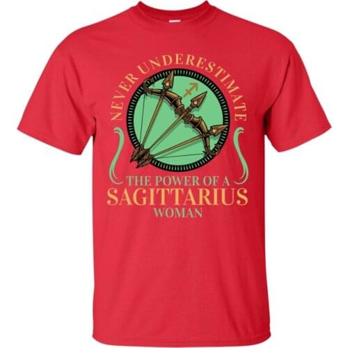 2019 New 100% Cotton Top Quality Never Underestimate The Power Of Sagittarius Woman T-Shirt Zodiac Tee T Shirt