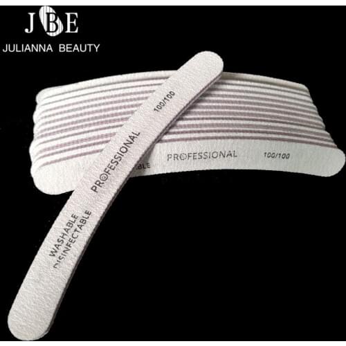 25Pcs/lot 100/100 Nail Buffers Buffer Lixa Banana Style Nail Filer Grey Curved Nagelvijl Nails Accessoires Salon Tools Wholesale