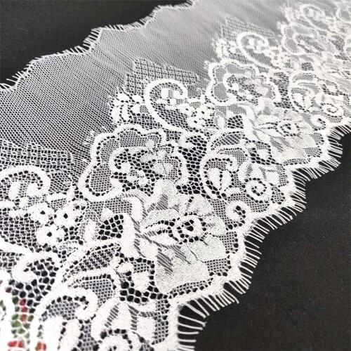 3yards White Eyelashes Lace Trim 15cm width Flower Unilateral Wave Lace Fabric Handmade Diy Clothes Accessories Underwear