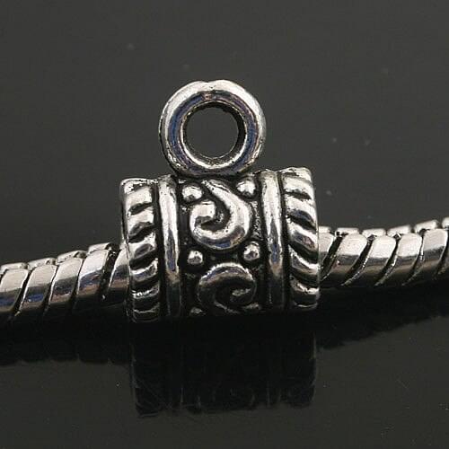 30pcs dark silver-tone tube shapped bail conector findings fit bracelet h0074