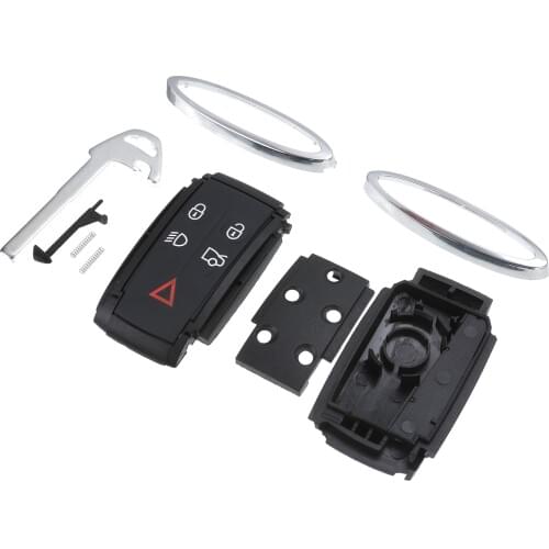 5 Buttons Remote Smart Key Fob Case Durable Black Car Key Shell Housing + Uncut Blade For Jaguar X XF XK XKR X-Type S-Type