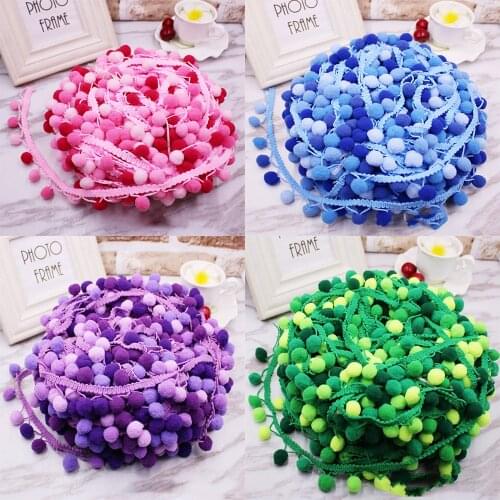 5yards Pom Pom Trim Lace Fabric Sewing Accessories Pompons Trim tassel Ball Fringes Ribbon Sewing Lace For DIY Material Apparel
