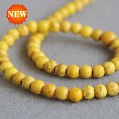 8mm Yellow turkey Turkey stone beads stripe round DIY beads 15" jewelry making design wholesale