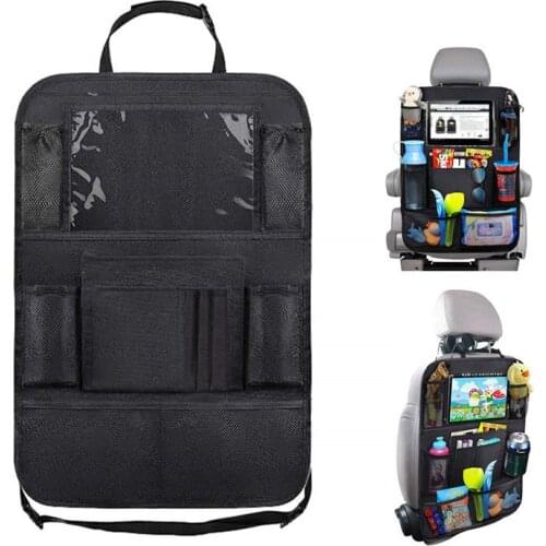 Car Backseat Organizer with Touch Screen Tablet Holder + 9 Storage Pockets Kick Mats Car Seat Back Protectors for Kids Toddlers