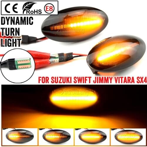 2Pcs LED Car Dynamic Side Marker Turn Signal Light For Suzuki Swift Jimmy Vitara Splash Fiat Sedici SX4 Flowing Water Light