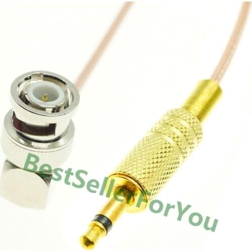 BNC Connector Q9 male Right Angle to 3.5mm male mono 1/8" TS plug CCTV Camera Monitor antenna RG316 Cable