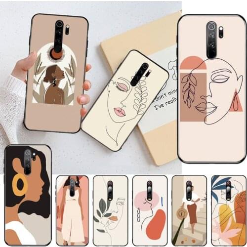 Minimalist art abstract fashion vintage girl Phone Case for Redmi 9A 8A 7 6 6A Note 9 8 8T Pro Max Redmi 9 K20 K30 Pro