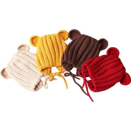 Baby Hat For Girls Boys With Ears Autumn Winter Knitted Baby Cap Kids Hats New Fashionable Korean Warm Windproof