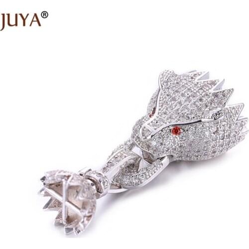 DIY jewelry Findings 2 Size Luxury Zircon Leopard Tiger Pendant Clasps for single or multi layers Pearl jewelry Making