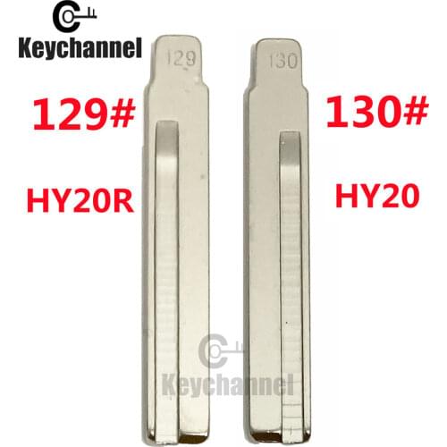 Keychannel 10pcs #129 #130 Metal Blank HY20 Flip KD Key Blade For Hyundai For Kia Car Remote Key Embryo Uncut Right Left Blade