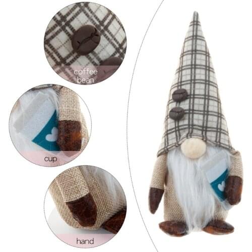 Coffee Gnome Coffee Bar Decoration Plaid Swedish Tomte Gnome Scandinavian Figurine Nordic Farmhouse Home Decor