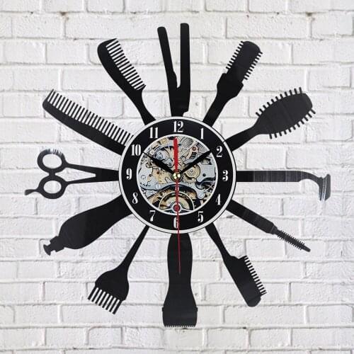 Creative Vinyl Wall Clocks 2019 New Gifts Barber Hair Beauty Salo Hairdresser Barber Shop Art Decor Clock Cool Design