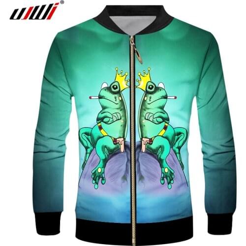 UJWI 3D Starry green frog Funny Streetwear Zip Jacket Amusing Crown smoke Oversized Zipper Coat Fashion Animal Man Sweatshirt