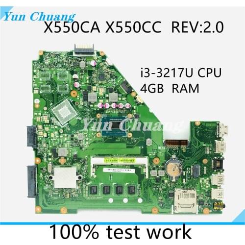 X550CA X550CC REV:2.0 Laptop motherboard For Asus X550CC X550CL R510C Y581C X550C X550 Test original mainboard 4GB RAM i3 cpu
