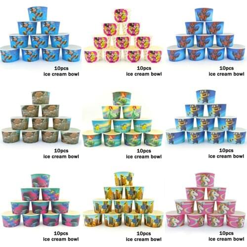 Disney Mickey Minnie Mouse Little Mermaid Moana Ice Cream Bowl Kid Birthday Party Supplies Boy Girl Disposable Cup Wholesale
