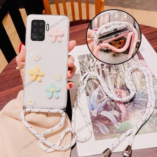 Soft TPU Protective Phone Case For Oppo Reno 2F 2Z V13 F11 Pro Find X2 F9 F3 F1 Plus F19 A74 F17 F15 Lanyard Neck Strap Cover