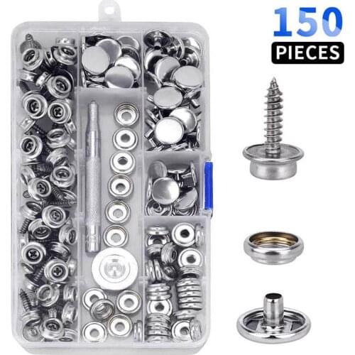 150 Pcs/set Stainless Steel Snap Button Canvas Boat Cover Snap Fastener Socket Screw Tool Kit