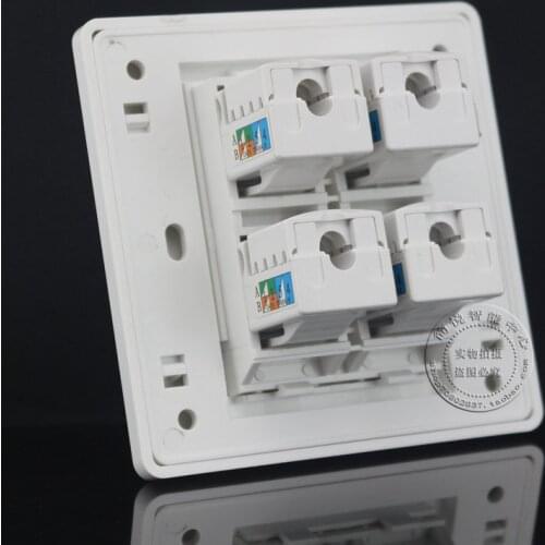 Wall Plate 4 Ports CAT6 RJ45 Network Ethernet LAN Socket Outlet Panel Gigabit Faceplate