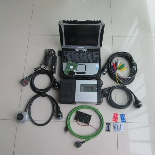 Mb star diagnosis c5 with hdd newest software with laptop cf19 full set ready to use for 12v 24v best quality 2 years warranty