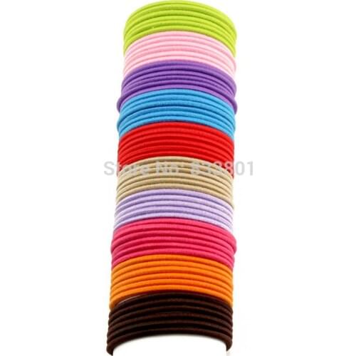 New 100PCS/Lot Girls Candy Colors Nylon 5CM Rubber Bands Children Safe Elastic Hair Bands Ponytail Holder Kids Hair Accessories