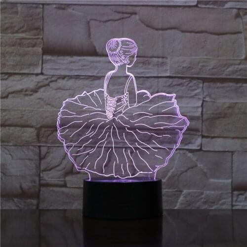 Lonely Ballet Dance Girl LED Acrylic Night Light with 7 Colors Touch Remote Control Illusion Change Dropshipping 3D-1809