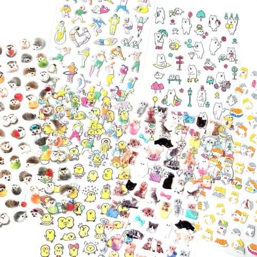 A lot of Fun Kawaii Super Cute Animals Sticker Sheets For Kids Diary Scrapbooking Bottle Phone Laptop Skateboard Decorations