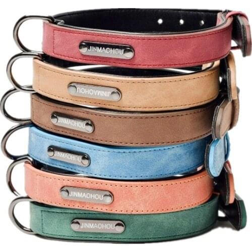 Pet collar, outdoor training dog collar, waterproof PU leather adjustable collar, for small and medium-sized dogs S-L