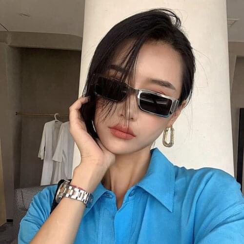 Vazrobe Rectangle Sunglasses Women Men Steampunk Glasses Punk Hip Hop Vintage Style Small Narrow Face