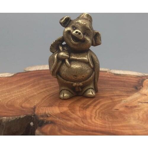 Retro pure copper, small bronze ware Zodiac pig, antique bronze collectibles