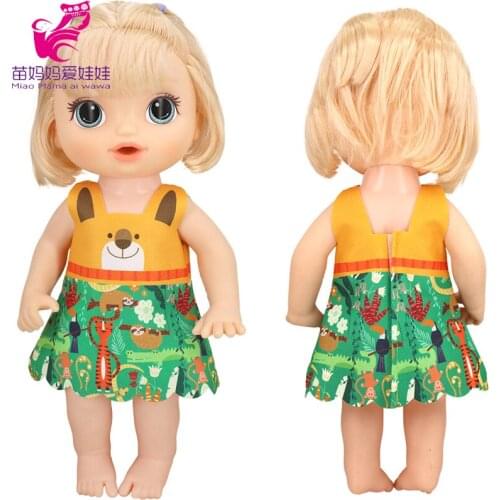 12" Silicone Girl Doll Dress Cartoon Bear Pattern 30cm Rubber Baby Doll Clothes Accessories Girls Gifts