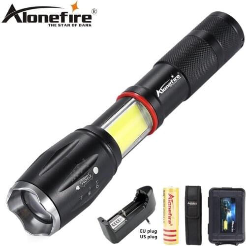 AloneFire G701 COB Led flashlight 5000LM tactical CREE XML-T6 Lanterna torch hidden COB flash light tail magnet design use 18650