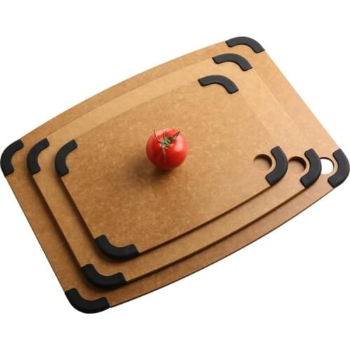 YUSOTAN kitchen wooden cutting board with edge wrapper non-slip mat made from natural pine wood fiber pot mat chopping board