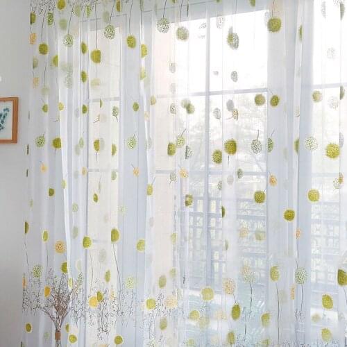 Dandelion Curtain Small Fresh Polyester Curtains Household Pastoral Style Floral Pattern Curtains Living Room Window Screening