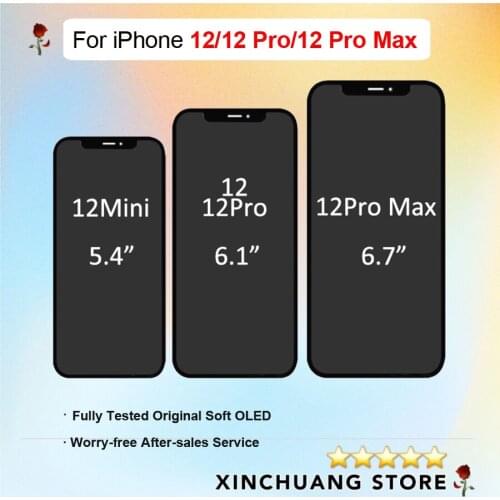 Premium Quality LCD For iPhone 12mini 12 Pro MAX Screen OLED Display Replacement With 3D Touch True Tone No Dead Pixel With Case