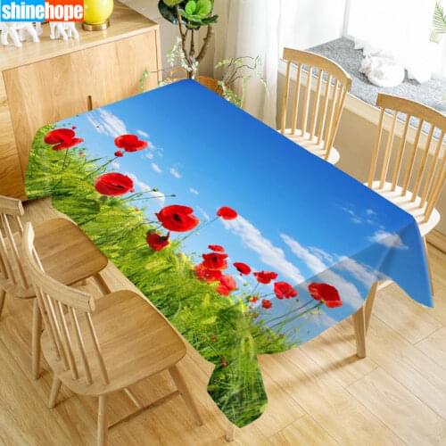 1pcs 3D Wedding Tablecloth Bouquet Table Table Cloth Poppy Flowers Table Cloth Birthday Party Dinner for Home Decortion