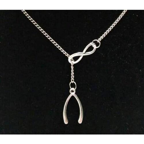 1PCS Lucky Fish Bones Infinity Fashion Vintage Charms Collar Sweater Chain Pendant Necklace Jewelry Gift